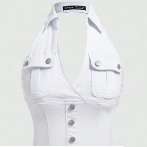 White denim corset top